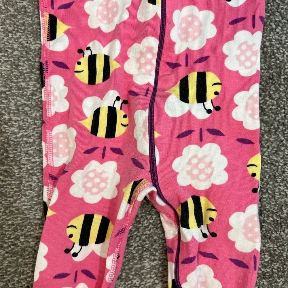 Hanna Andersson sleeper Pink Bee and Flower Kids pajamas 9-18 months